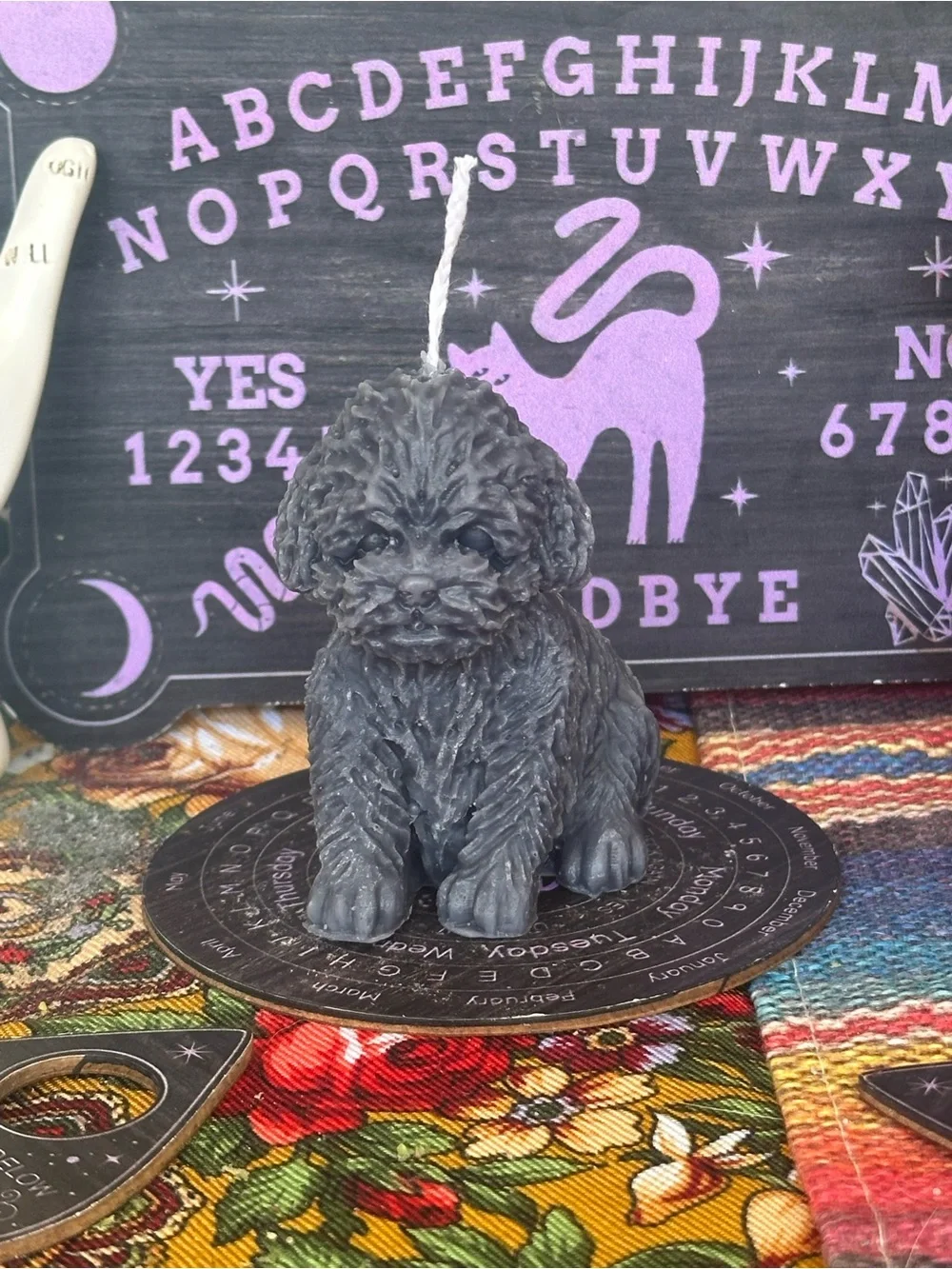 Handmade Grey Puppy Candle | Dog Lover Gift | Cute Puppy Altar & Home Decor
